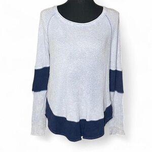 We The Free Free People Two-Tone Waffle Knit Long Sleeve Shirt Women’s M